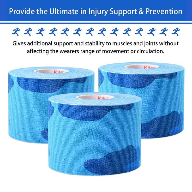 3 Rolls Sports Kinesiology Tape Fitness Muscle Elbow Knee Pain Relieve Therapeutic Adhesive Tape Breathable Waterproof 5cm*5m