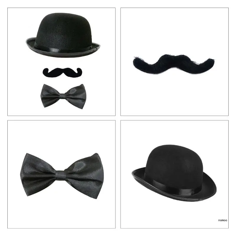 Unisex Retro-Zaubererhut Faux Moustache Bowtie Cos Detective Tools