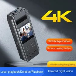 4K Super HD Image Quality Body Camera Mini IR Night Vision Anti-shake Video Voice Recorder 180° One-key Police Sport Camcorder