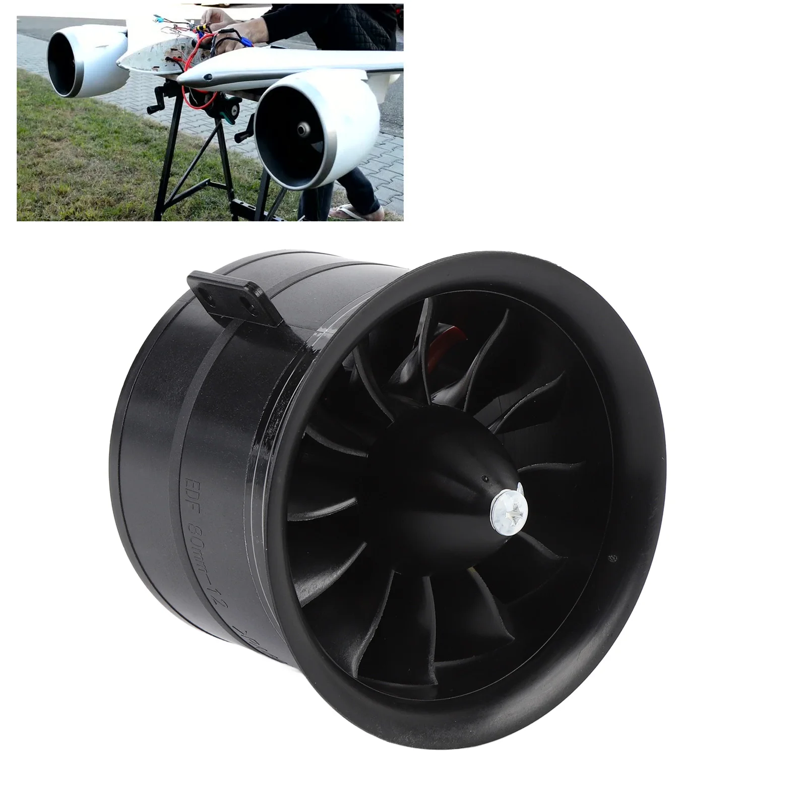 

Канальный вентилятор EDF 80 мм, 3000 Вт, 119 А, 25,2 В, оптимиальная производительность, 12 лопастей, канальный вентилятор модели самолета, тяга 3,43 кг для радиоуправляемого самолета