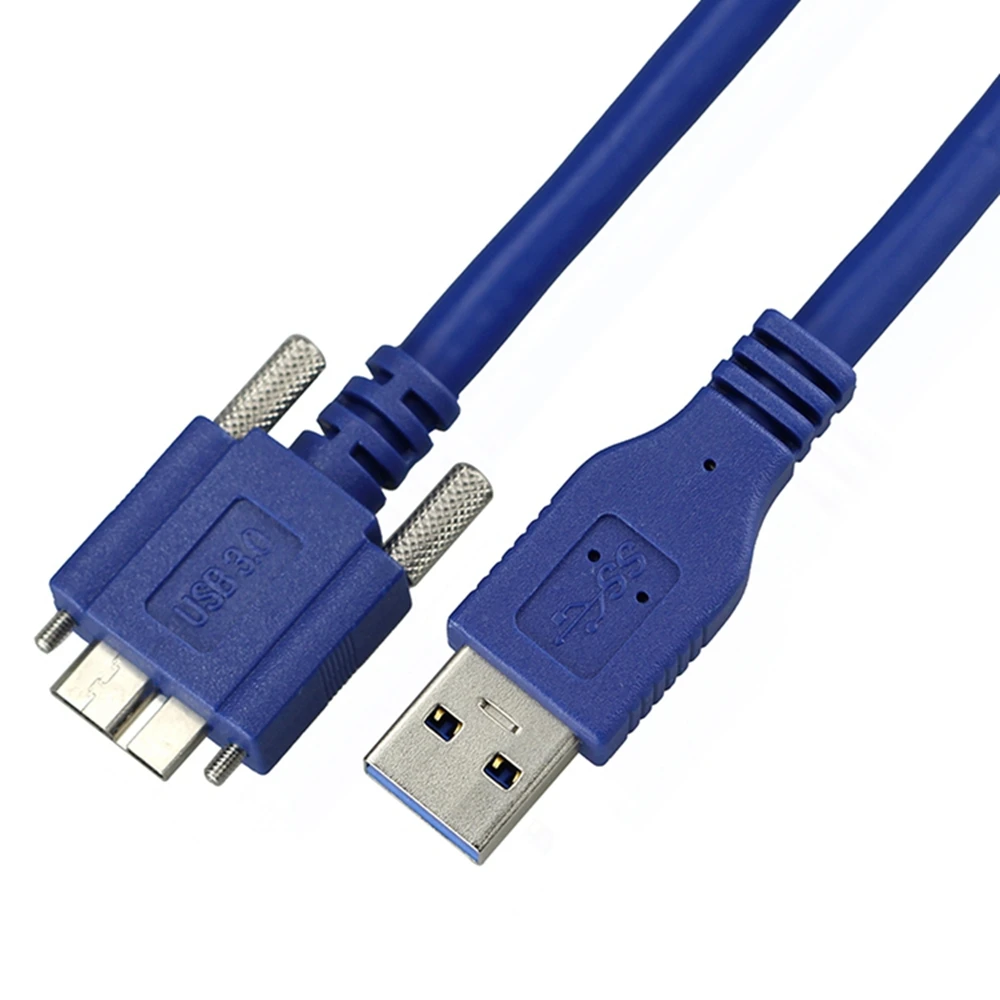 5Gbps Micro B USB 3.0 kabel Micro B przewód ze złączem mocowanie panelu śruba blokująca zapobiega odpadaniu 0.6m 1m 1.8m 3m