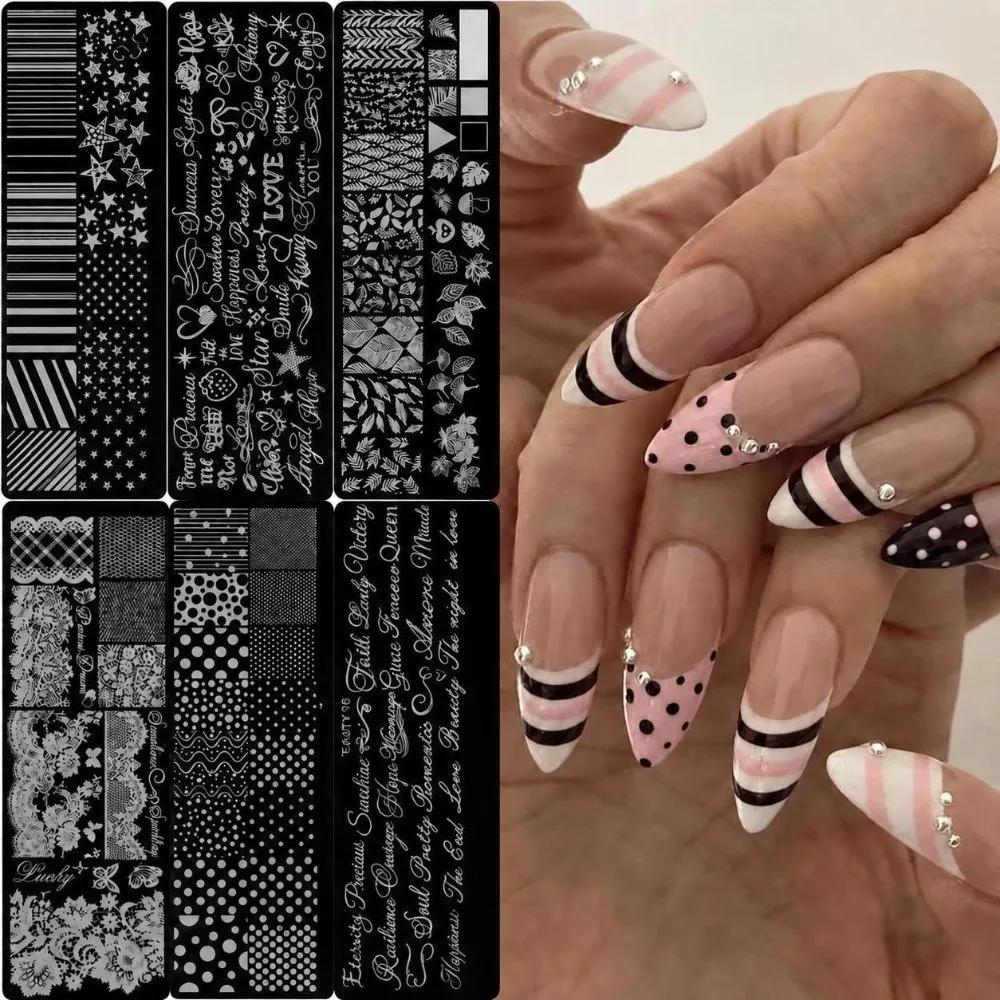 Fashion Stainless Steel Nail Stamping Plate Polka Dot Star & Stripe Nail Art Template Manicure Printing Mold for Women