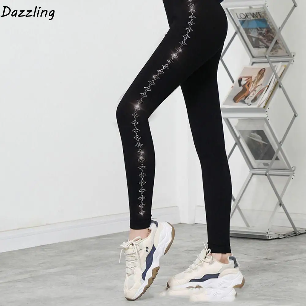 Bright Drill Glitter Leggings High Waist Super Elastic Diamonds Glitter Pants Thicken Harem Pants