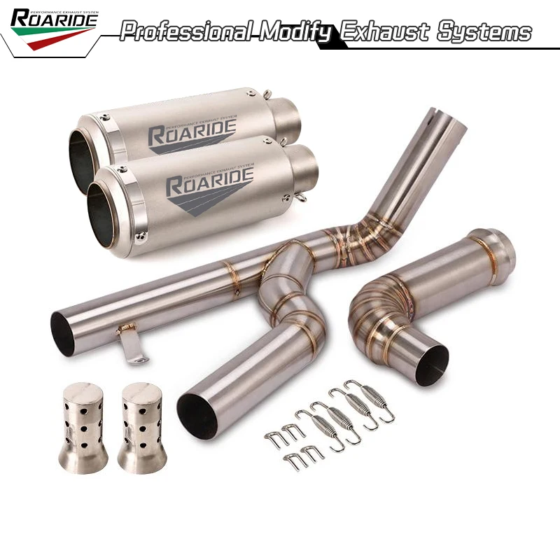 

Motorcycle Exhaust Tail Mid Link Pipe Muffler Dual Outlet Tubes Removable DB Killer For KTM 1290 Super Duke R 2014 2015 2016