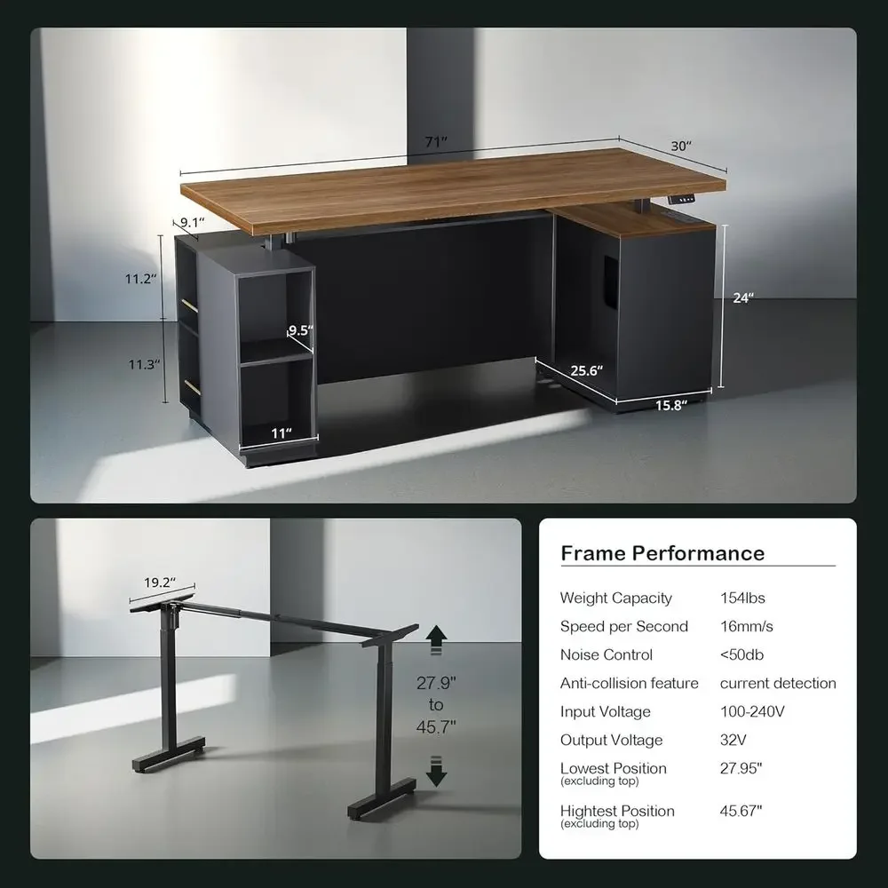 

Special OfferHome Oice Urniture Set, 71" Electric Standing Desk With 2 Wide Ile Cabinet, AC/USB, Mobile Ile Cabinet With Lockabl