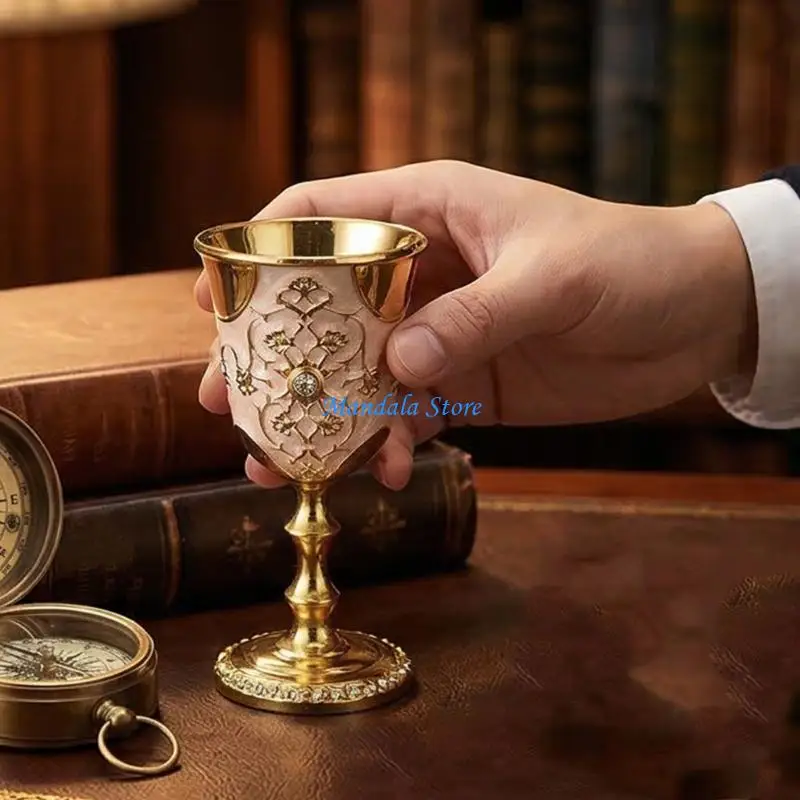 

U2JC Studded Metal Goblet Cups Sparkling Design For Wine Tasting And Sophisticated Table Setting Wine Glass Cups