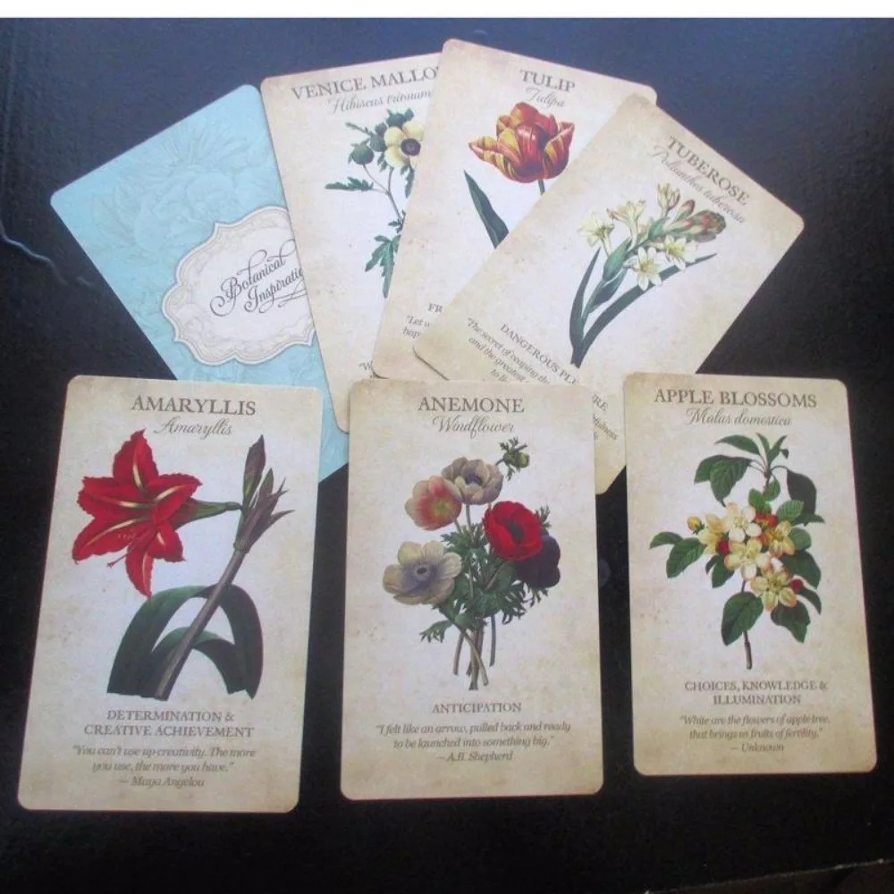 Botanical Inspiration Oracle Cards Full English 45 Cards Deck Tarot Mysterious Divination Family Party Board Game