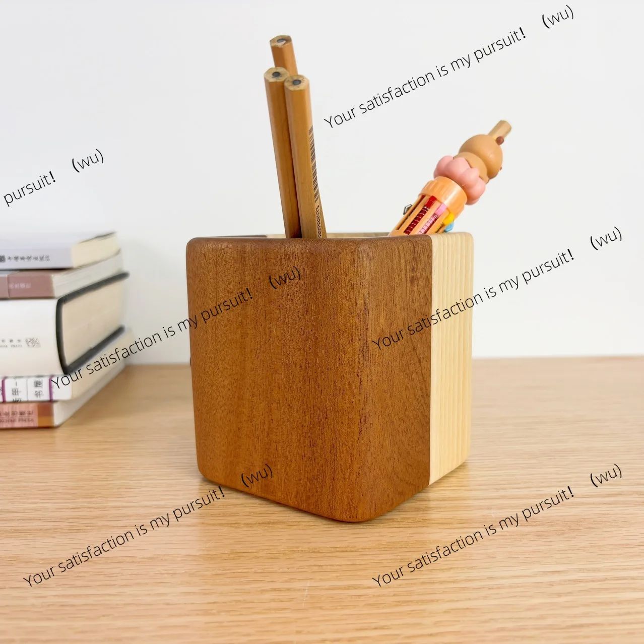 Big Mouth Monkey Solid Wood Creative Office Desktop Stationery Storage Box Student Gift Pen Holder Storage Box
