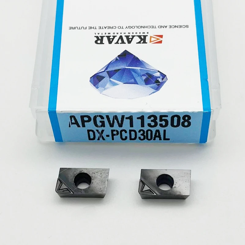 APGW APKT PCD Diamond Insert  APGW1135 04 08 PCD30AL Chip Breaking Tool Aluminum Alloy End Mill Tool CNC Carbide PCD Insert