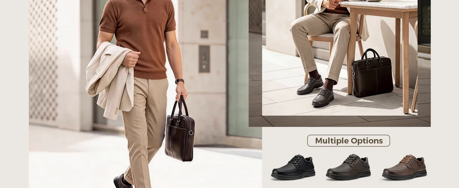 FitVille Herrenschuhe, breite Zehenpartie, leichte Oxford-Hochzeitsschuhe, lässige Business- und formelle Schuhe, Herrenschuhe zum Gehen, mit Fußgewölbestütze – Detail 6