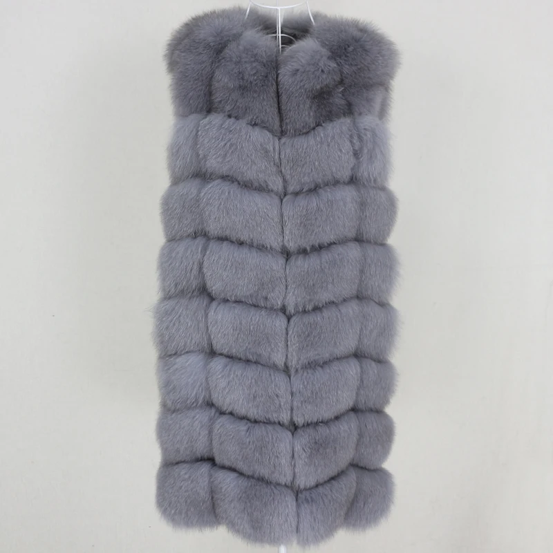 Femmes réel fourrure longue gilet manteau de haute qualité 2025 veste d'hiver naturel grande fourrure de renard moelleuse vêtements d'extérieur Streetwear épais chaud