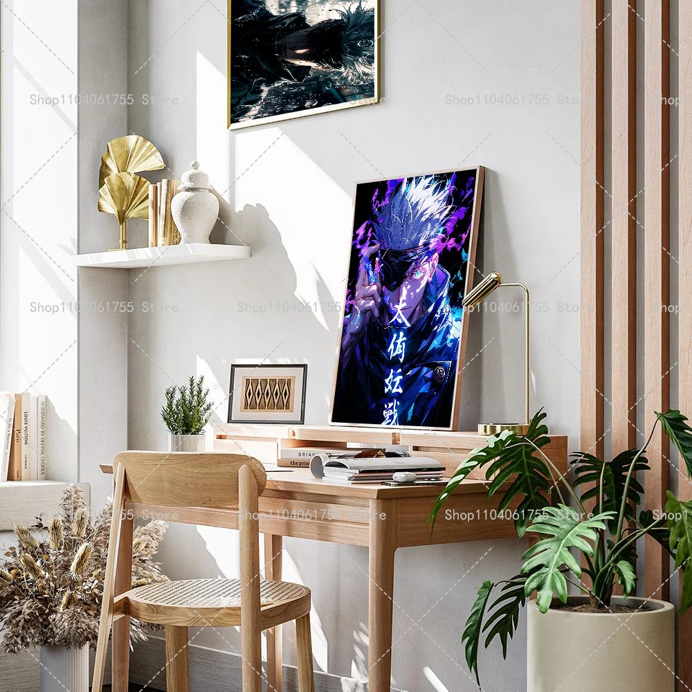 Anime Gojo Satoru Role Poster Self-adhesive Art Waterproof Paper Sticker Coffee House Bar Room Wall Decor