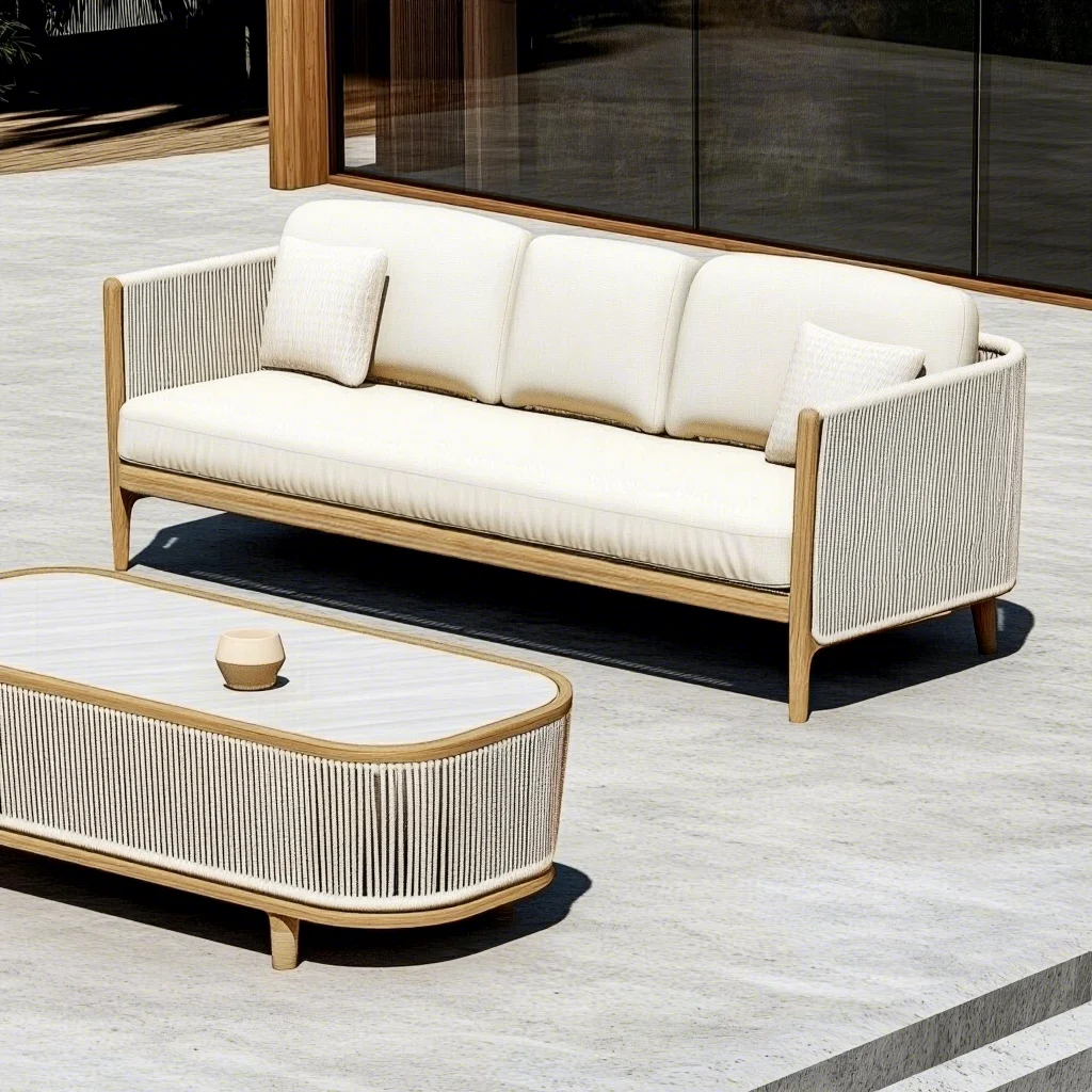 2026 Modern Luxury Aluminum Patio Garden Courtyard Furniture Set Durable Metal Rope for Outdoor and Indoor Living Bedroom Use
