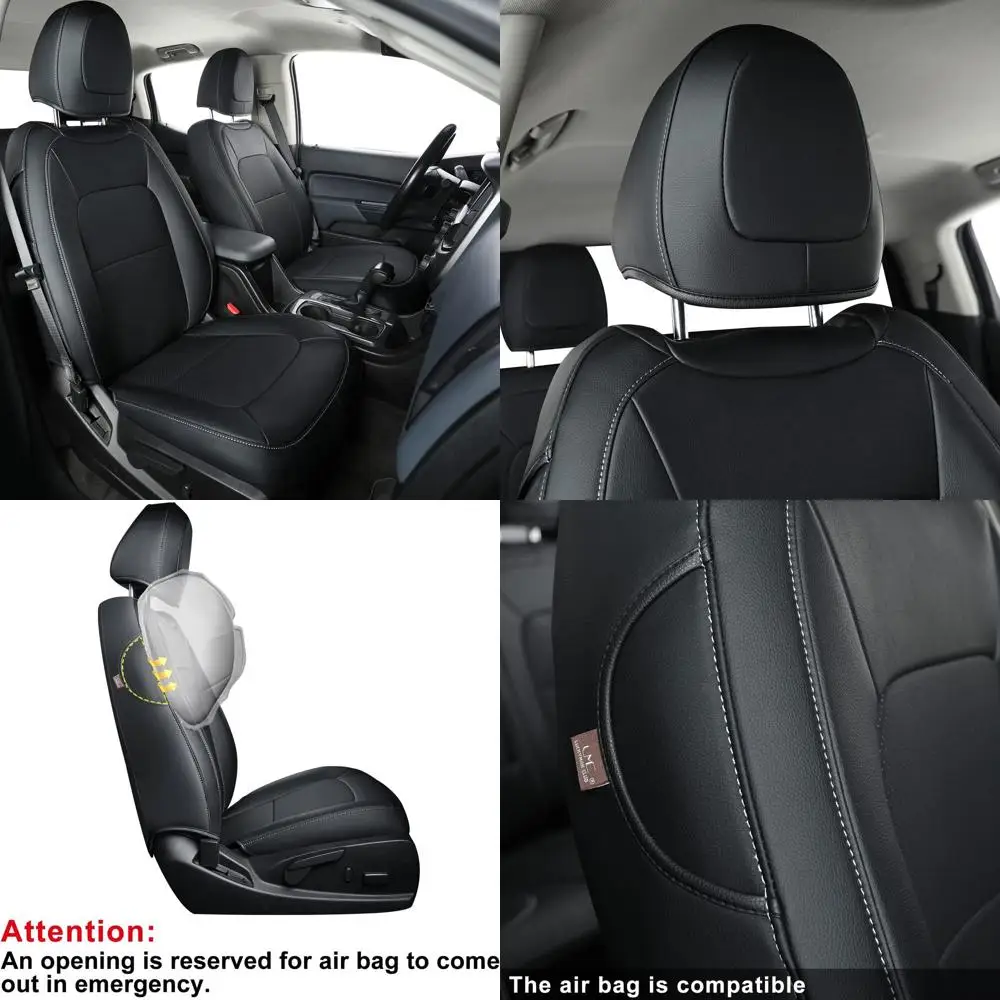 

2 Front Chevy Colorado Seat Covers, fit for 2015-2022 Colorado Crew Cab Z71 LT ZR2 Work Truck with Faux Leather (Black 2 pcs)
