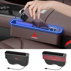 Car Seat Gap Organizer USB Charging Multifunction Storage Box For Mitsubishi Outlander Pajero Asx Lancer EX Evolution X Ralliart