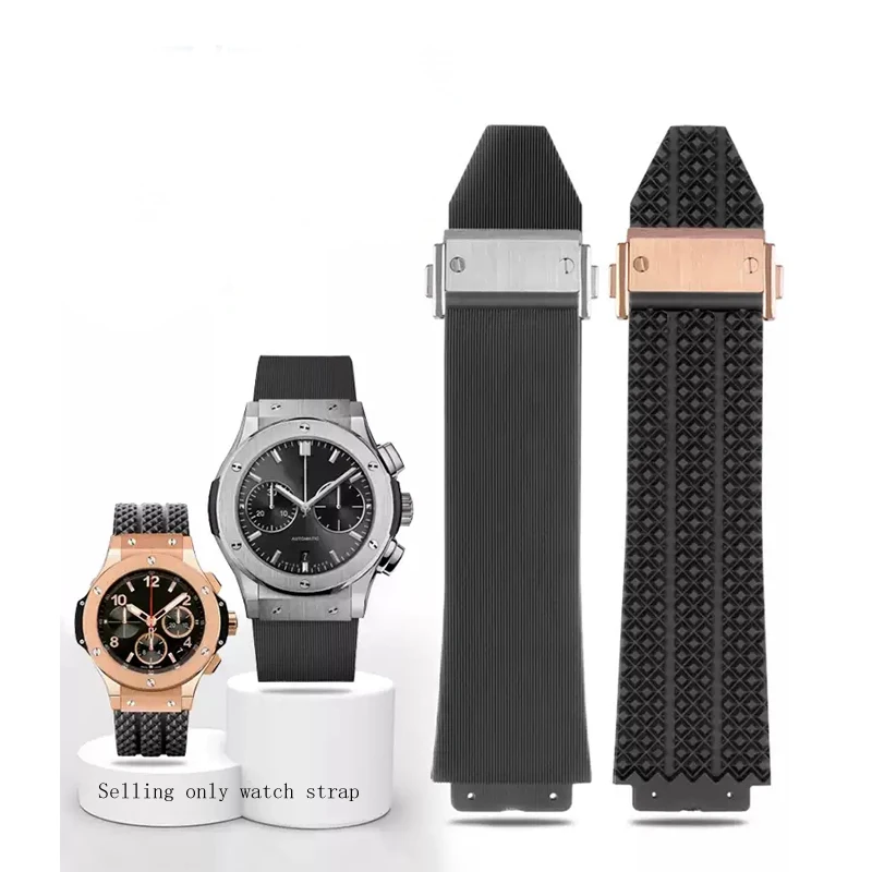 Watch Bands for HUBLOT BIG BANG Silicone 25*19mm Waterproof Men's Watch Strap Chain Watch Accessories Rubber Bracelet