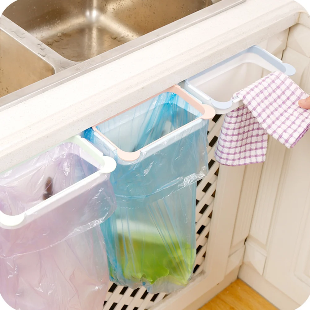 رف معلق للمطبخ مصنوع من مادة البولي بروبيلين السميكة باللون الأخضر وحامل كيس النفايات الخلفي لمنظم خزانة المكتب المنزلي والبلاستيك