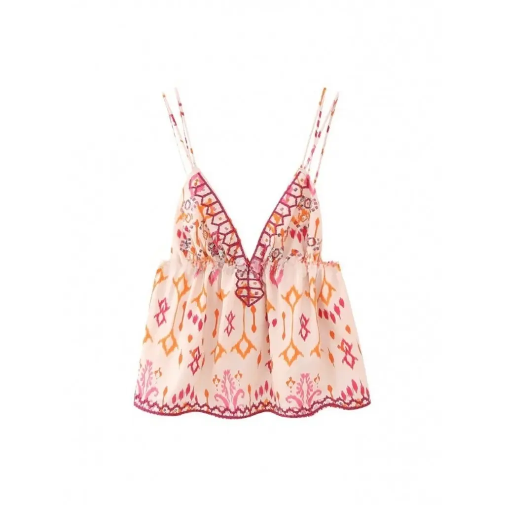 

Женский ранний осенний топ на бретельках в европейском и американском стиле с v-образным вырезом и вышивкой бисером, модная повседневная одежда