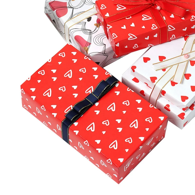 Love Heart Wrapping Paper Sheets Set Of 12,Valentine's Day Wedding Anniversary Present Gift Wrapping Paper,70Cm X 50Cm