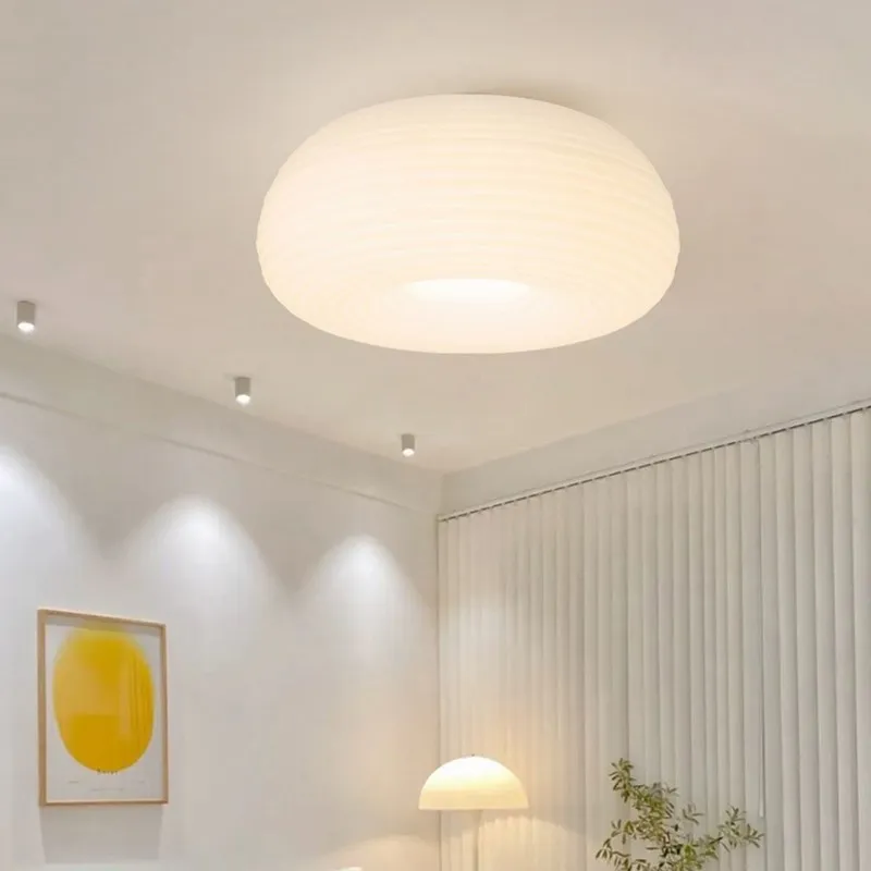 Nordic LED Pendant Light Minimalist Striped Cream Apple Decorative Ceiling Lamp For Bedroom Living Room Dining Room Illumination