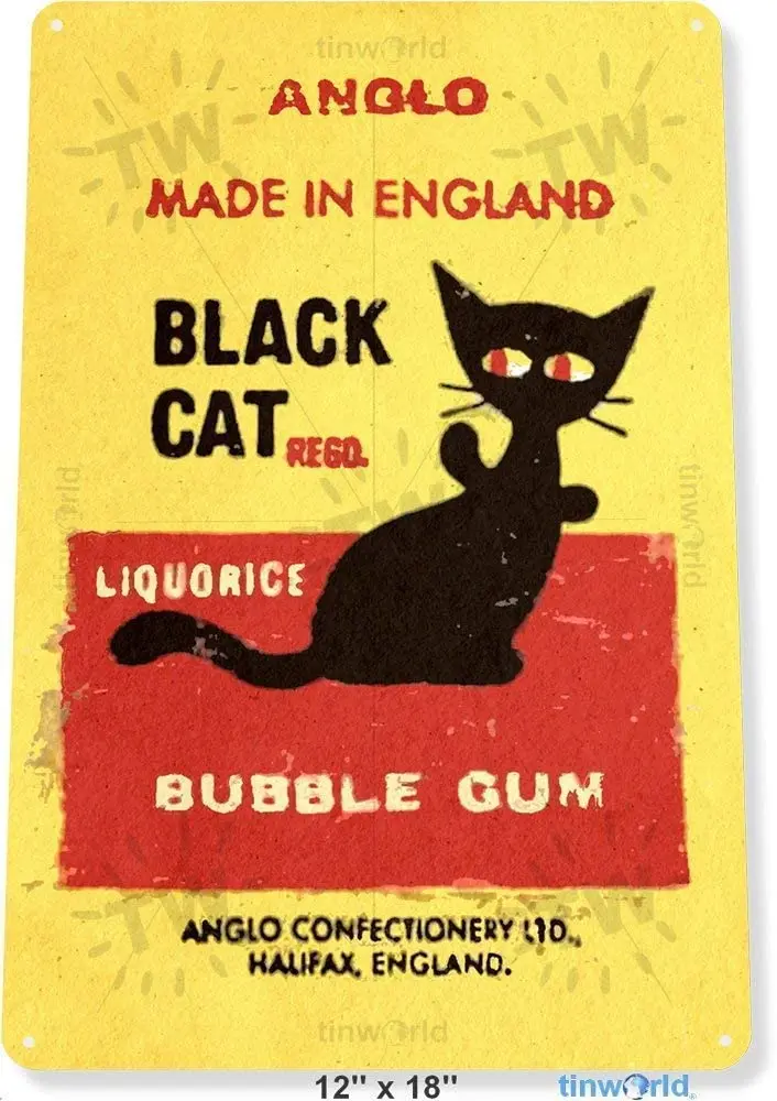 Black Cat Bubble Gum Chewing Gum Food Candy Retro Metal Tin Sign Plaque Poster Wall Decor Art Shabby Chic Gift sign sign