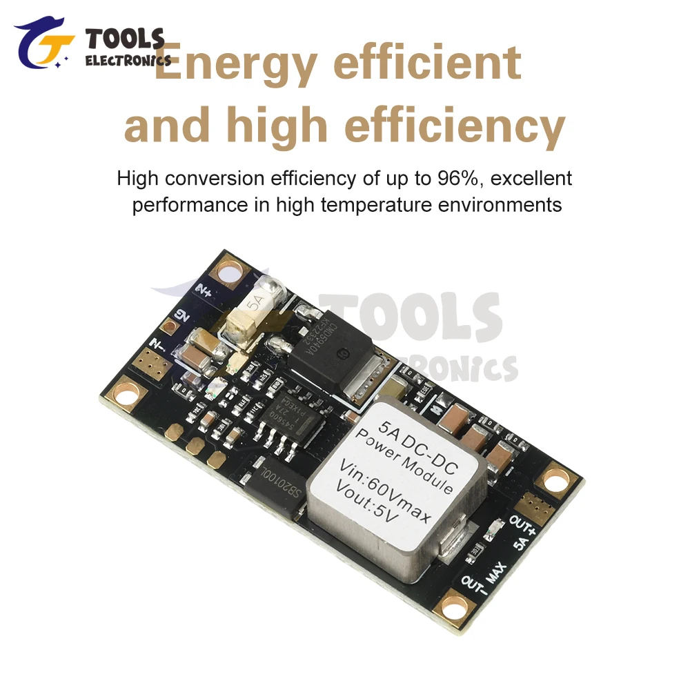 DC-DC Buck Converter Module 6.5V-60V to 5V/12V 5A High Efficiency 96% with Overload Protection Compact Design