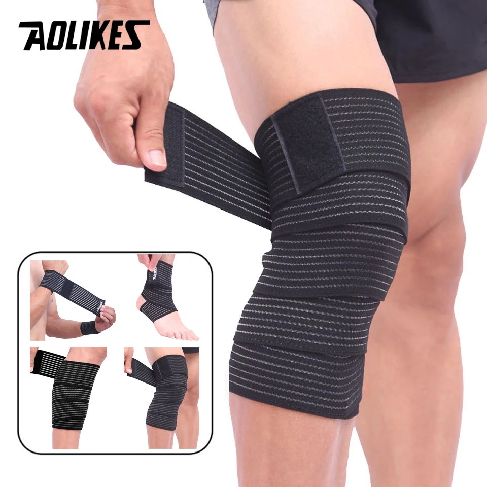 AOLIKES 1PC 40-180cm Compression Bandage Protector Knee Support Brace Sports Elastic Elbow Straps Leg Bands Bandage Workout Wrap