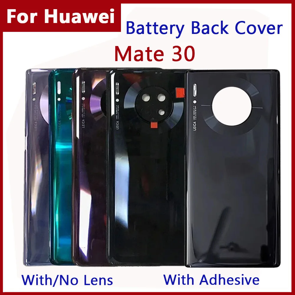 

For Huawei Mate 30 Battery Back Cover 3D Glass Panel Rear Door Housing Case Adhesive Replace Battery Cover With Camera Lens