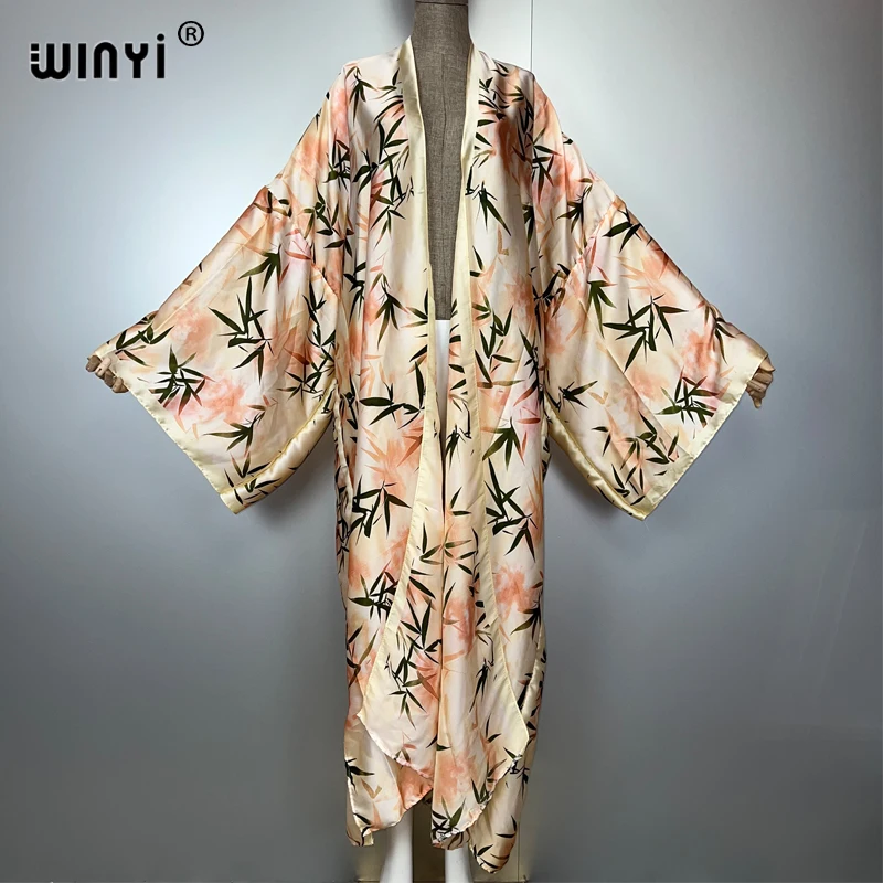 

WINYI summer boho kimono muslim Caftan holida beachwear Cardigan evening dress abaya dubai luxury cover-ups beach outfits women