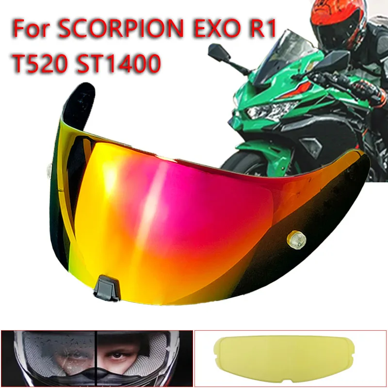 

T520 face shield Two piece For Scorpion EXO ST1400 R1 Visera Para Casco Electroplatedection Visor Motorcycle Helmet Accessories