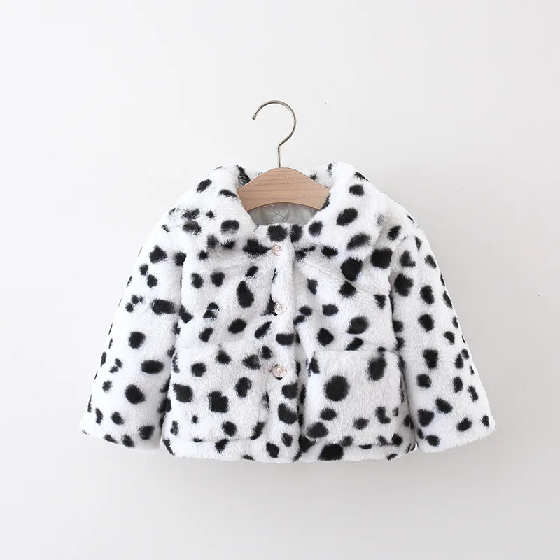 Female Baby Winter Coat Leopard Print Long Sleeved Warm Windproof Wool Sweater Suitable For 0-3 Year Old Baby Coat