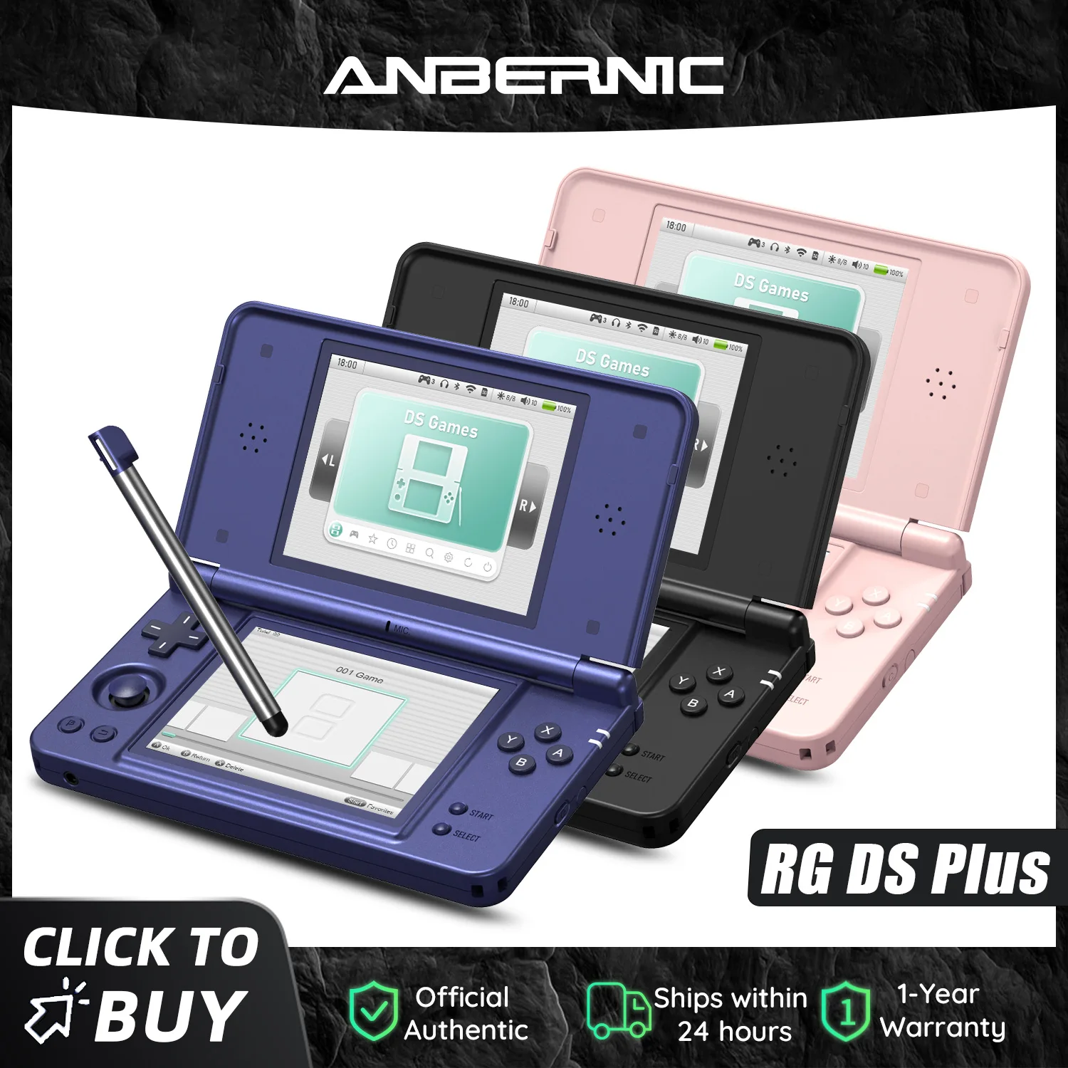 Anbernic Console portatile per videogiochi RG DS Plus, con doppio schermo IPS da 4,3 pollici, emulatore per giochi retrò e batteria da 4000 mAh, ideal