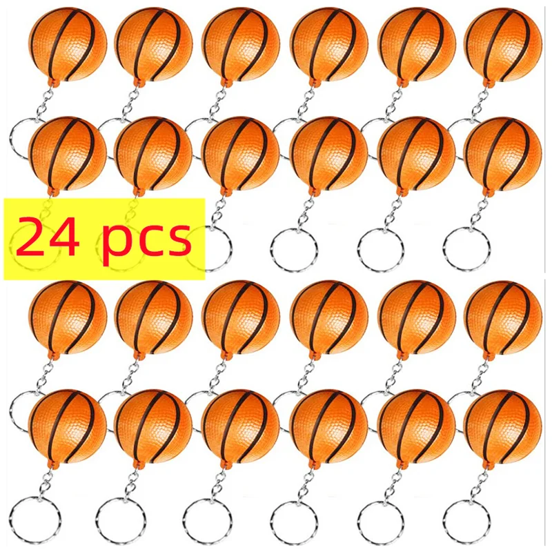 24 pcs Basketball Ball Keychains For Party Favors,Basketball Stress Ball,School Carnival Reward,Sports Centerpiece