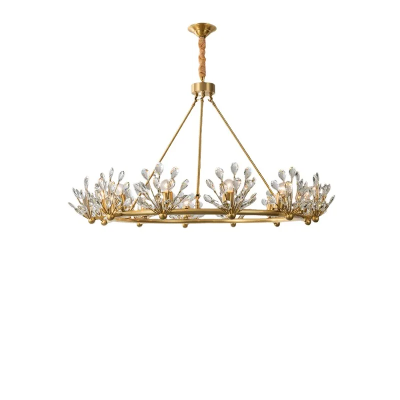 

All-copper crystal chandelier living room light luxury post-modern bedroom dining room atmosphere simple lighting
