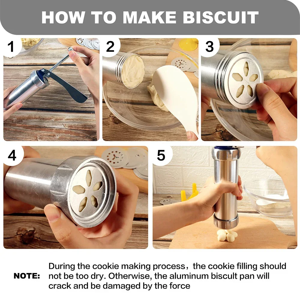 10/20pcs Cookie Press Machine Stainless Steel Biscuit Extruder Press Cookie Gun Kit Set DIY Biscuit Maker Baking Supplies