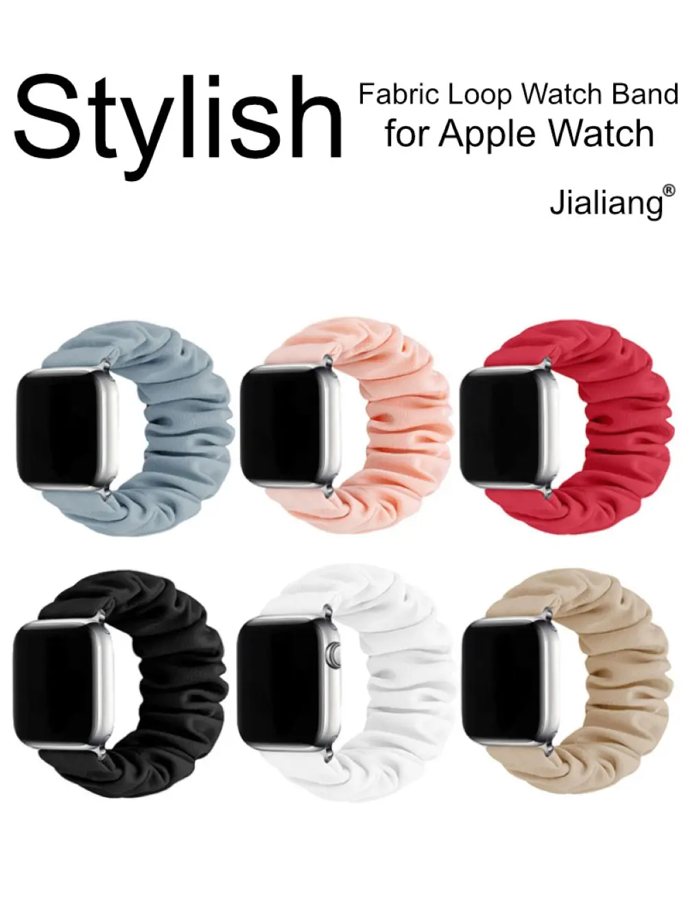 Scrunchie Strap For Apple Watch Band 42mm 45 44 41 40 49 38mm Fabric Elastic Solo Loop Women Bracelet for iWatch 9 8 7 SE 6 5 4