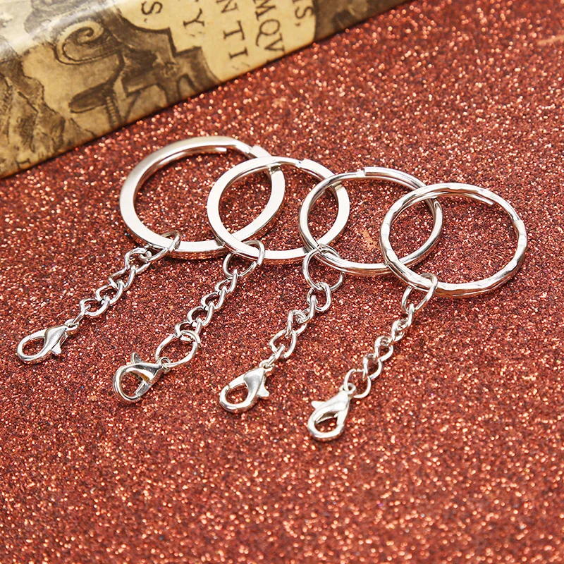 10 шт./компл. полированный серебряный брелок с разделенным кольцом, короткий брелок для ключей своими руками, изготовление брелоков