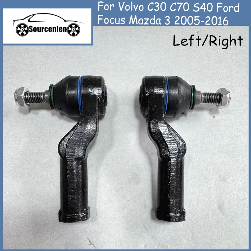2PCS Tie Rod End for Volvo C30 C70 S40 Ford Focus Mazda 3 2005-2016 5M513290BA 5M513289BA Ball Joint Steering Outer Parts