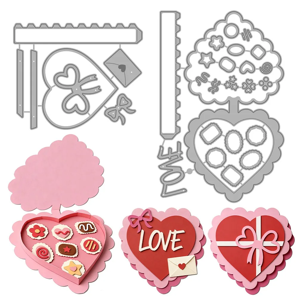 Valentinstag-Stanzformen aus Kohlenstoffstahl für DIY-Scrapbooking, Fotoalbum, dekorative Prägung, Papierkarten, Herz
