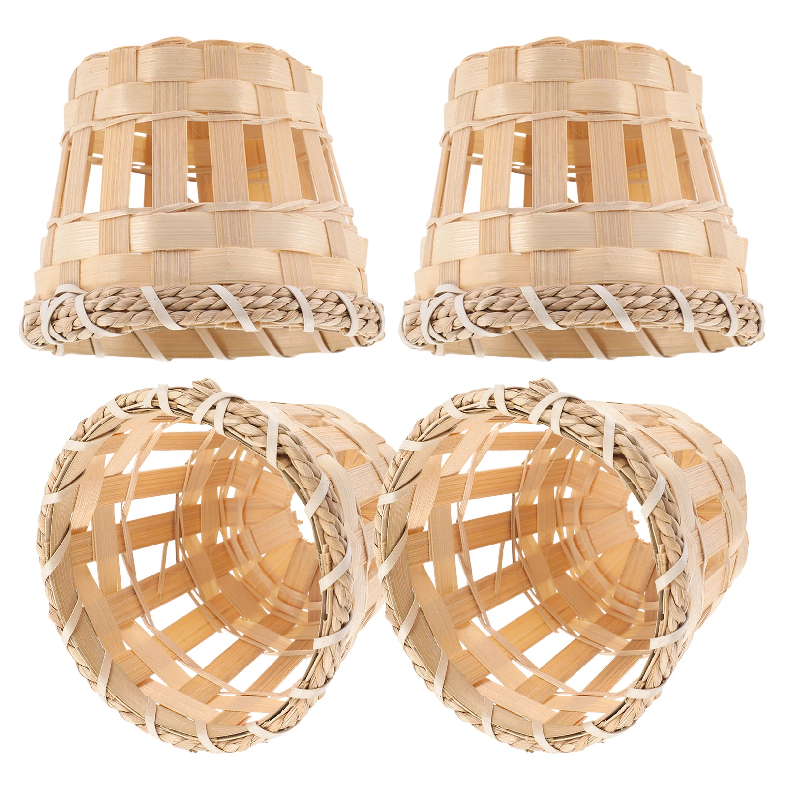 

Indoor Light Cover 4pcs Bamboo Drum Lamp Shade for Ceiling Pendant Table Lamps Universal Chandelier Shade Decorative Room Light