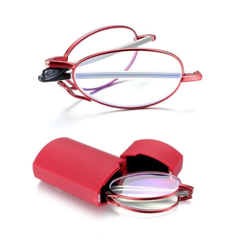 2PCS Portable Metal Folding Presbyopia Eyeglasses for Elderly, Reading Glasses +1.00~+4.00