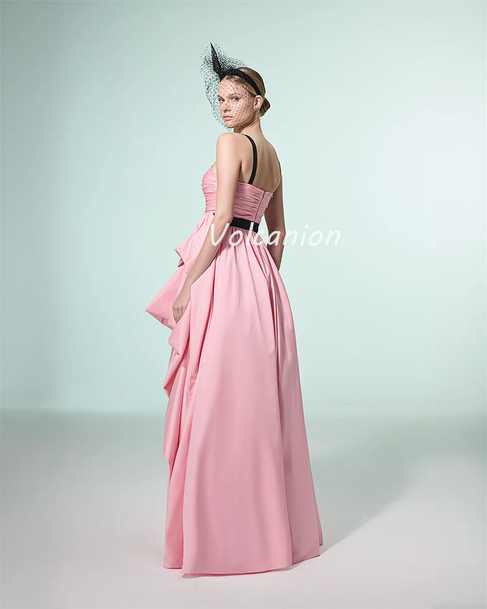 Customized Modern Style Charmeuse Draped A-line Spaghetti strap Long Dresses Bespoke Occasion Dresses Fashion High Quality
