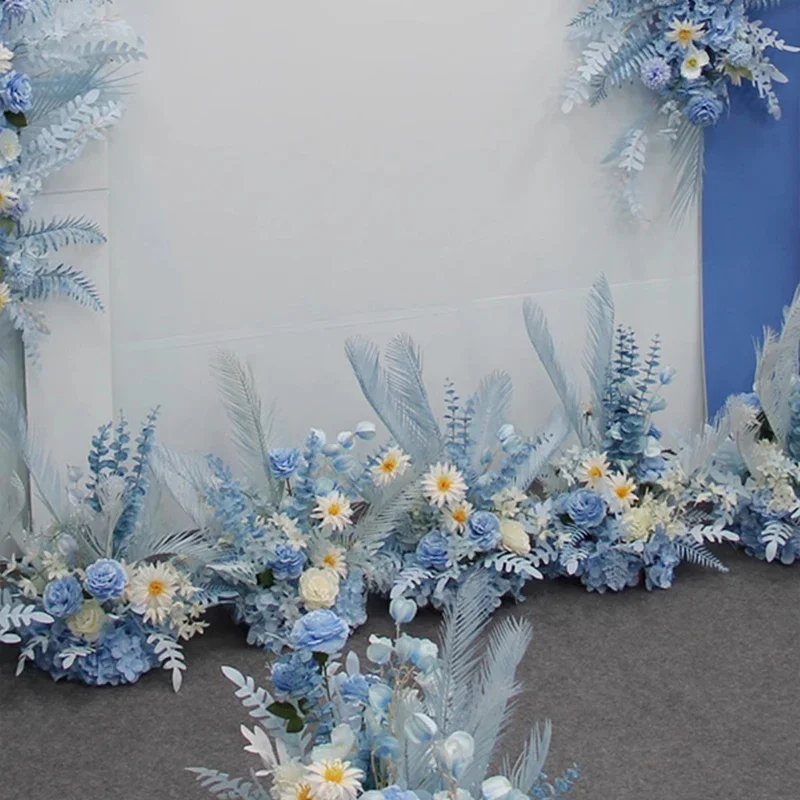 Set Of Blue Wedding Floral Feather Simulation Flower Wedding Layout Road Lead Flower Point Flower Background Flower