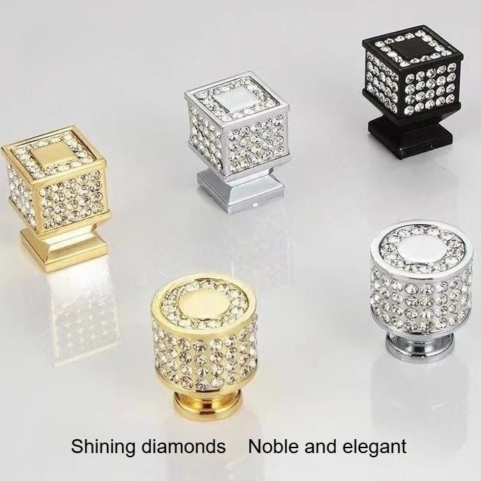 Diamond pull handle for wardrobe door, wine cabinet drawer door, small handle, single-hole square and round handles