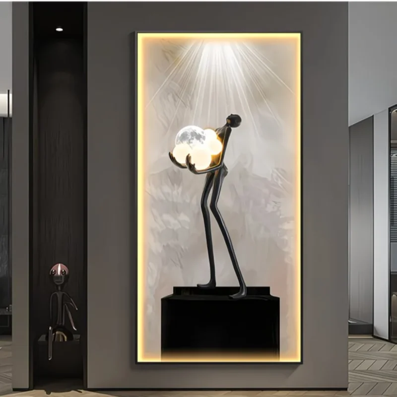 Modern Sculpture Figure Luminous Interior Painting Led Wall Hanging Lamp Aisle Living Room Dining Room Hanging Decoration
