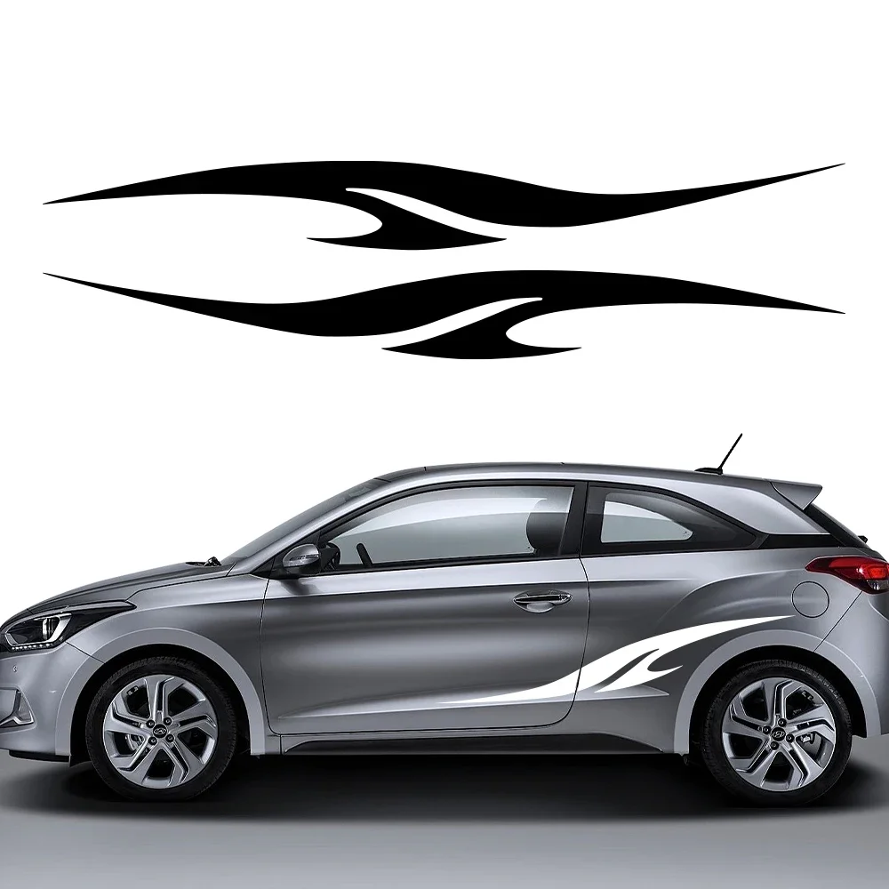 

2PCS Racing Stripes Car Decals Flame Blade Graphics Vinyl Stickers for Auto Body Door Side Skirt Decor