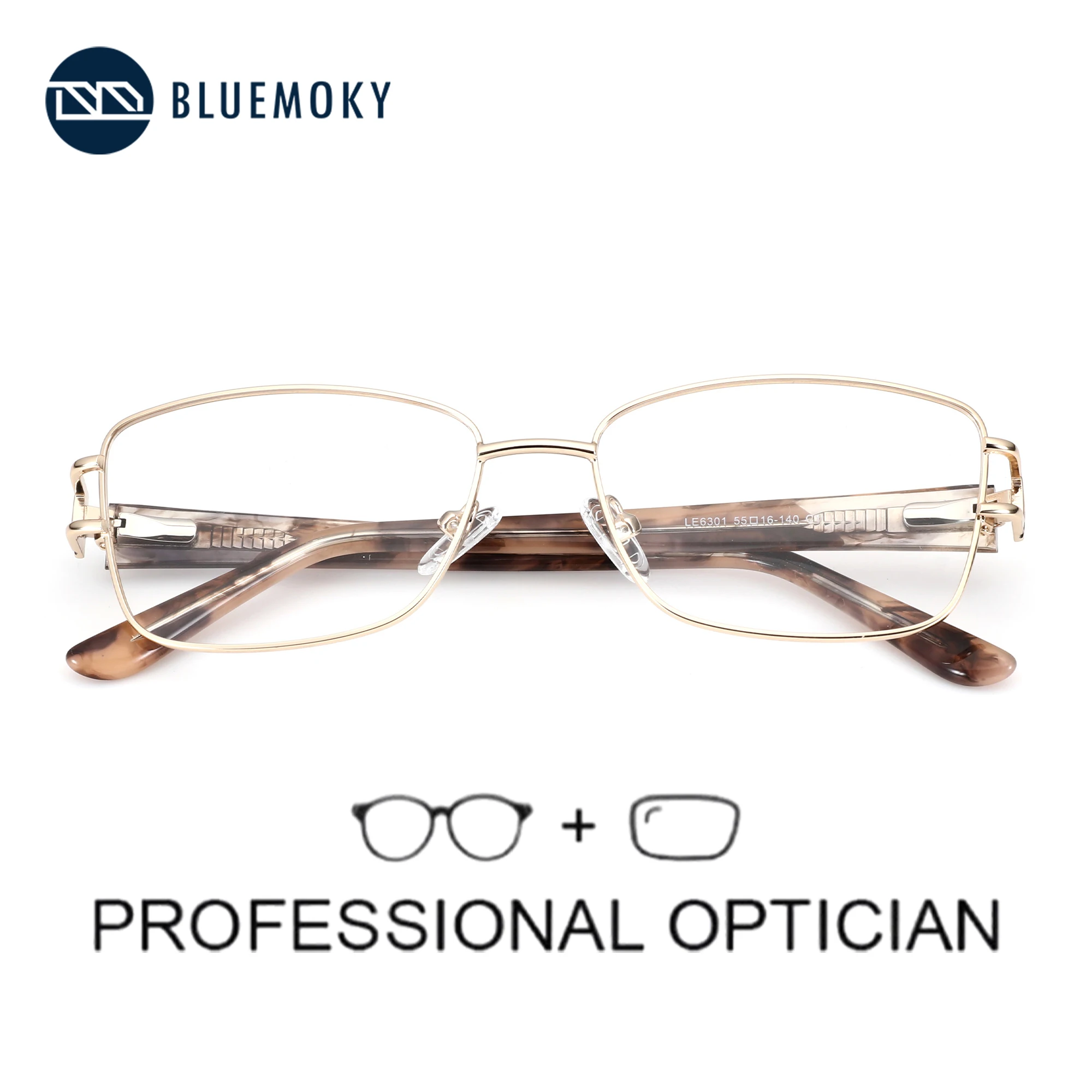 BLUEMOKY S Size Modish Rectangle Prescription Glasses For Women Metal Myopia Optical Eyeglasses Anti Blue Light Progressive