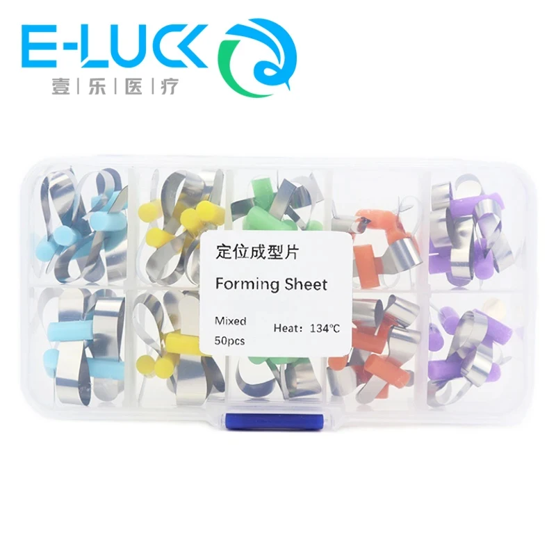 50pcs/box Dental Matrix Band Systems Orthodontic Forming Sheet Sectional Contoured Metal Matrices with Positioning