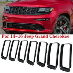 7X Bumper Grill Vent Insert Trim Cover Ring For 2014-2016 Jeep Grand Cherokee