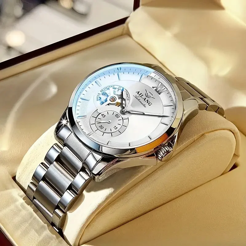 

New Genuine High-Looking Fully Automatic Mechanical Watch for Men, Hollow High-End Brand-Name Fashion Business Simple Niche Trendy Men's Watch, a Best Gift for Him, No Batteries Required